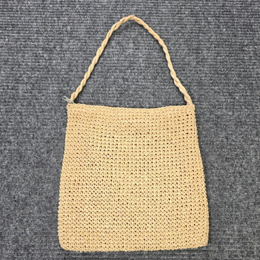 Vintage Hurley Woven Straw Shoulder Bag Women's Beige Red Lining Made in USA - Picture 2 of 7